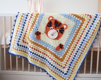 Modèle de couverture tigre au crochet - Couverture bébé au crochet - Couverture bébé jungle au crochet - Téléchargement instantané PDF - Modèle PDF au crochet