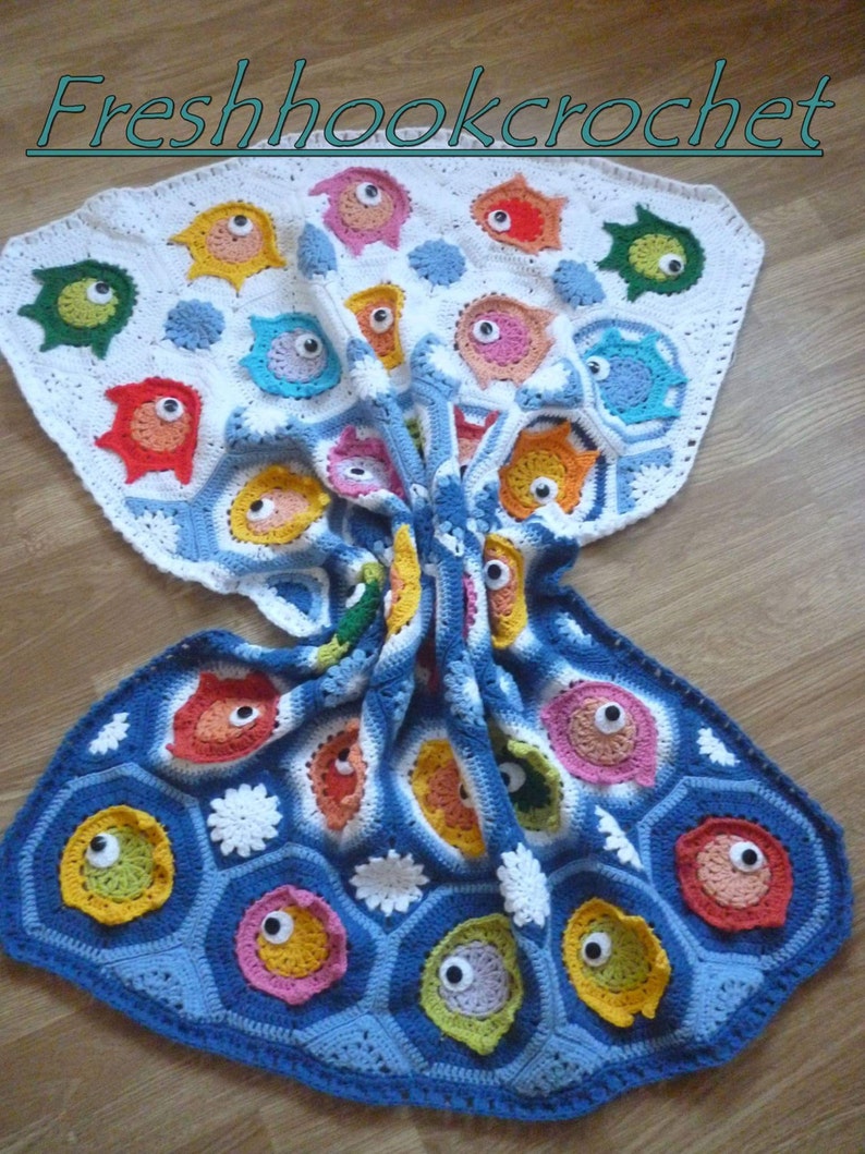 Crochet fish PUZZLE Baby Blanket Throw Crib Etsy