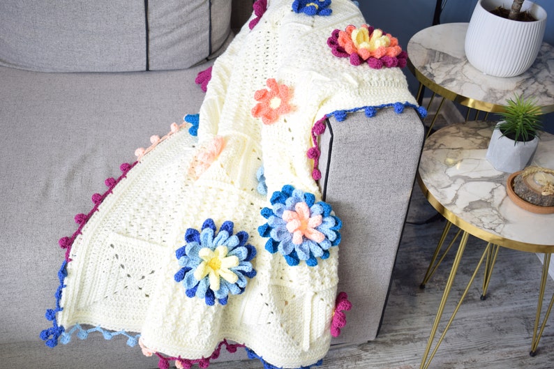 Crochet blanket Blossom spring blanket PDF pattern image 3