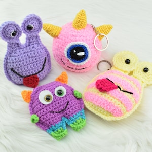 Halloween pocket monsters keychains crochet pdf pattern- INSTANT DOWNLOAD PATTERN- funny, spooky monsters amigurumi