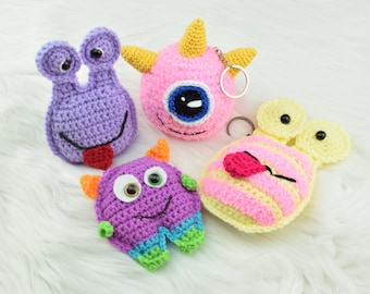 Halloween pocket monsters keychains crochet pdf pattern- INSTANT DOWNLOAD PATTERN- funny, spooky monsters amigurumi