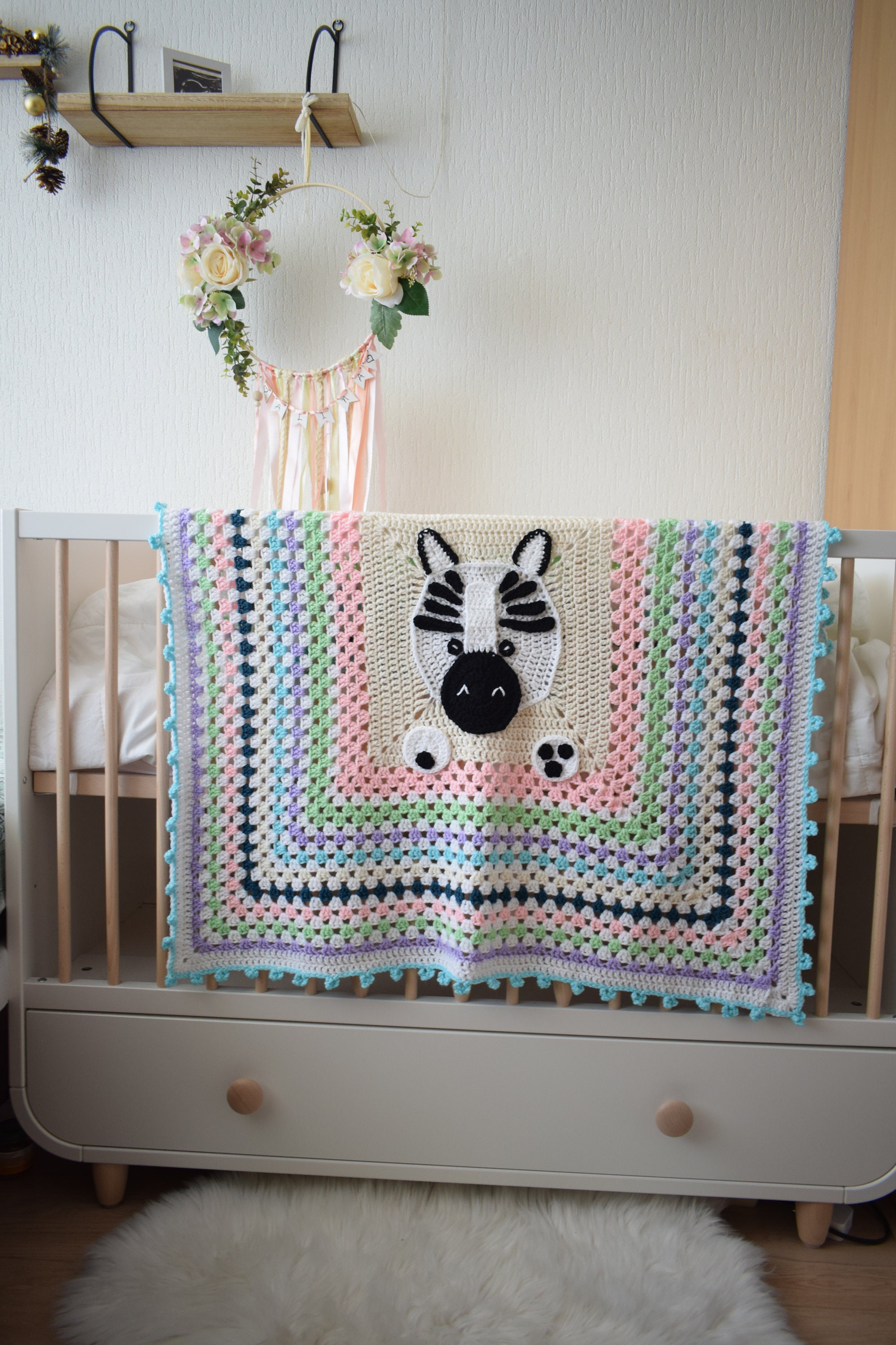 Crochet Pattern Crochet Zebra Baby Blanket Nursery Blanket Etsy