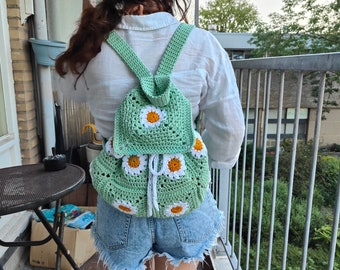 Patrón PDF de mochila de margaritas a crochet, Bolso de margaritas.