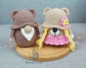 Crochet Bear Gnome Family Pattern- Gnome Pattern- Crochet PDF pattern