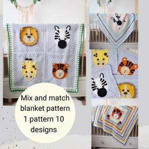 Crochet pattern- Mix and match baby blanket pattern- Jungle baby blanket pattern- Lion blanket- Instant PDF download pattern-crochet pattern