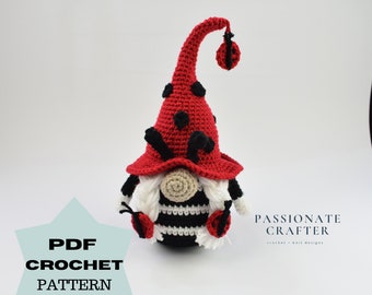 Crochet pattern- Ladybug gnome pattern- crochet gnome with ladybugs- Spring gnome pattern for home decoration