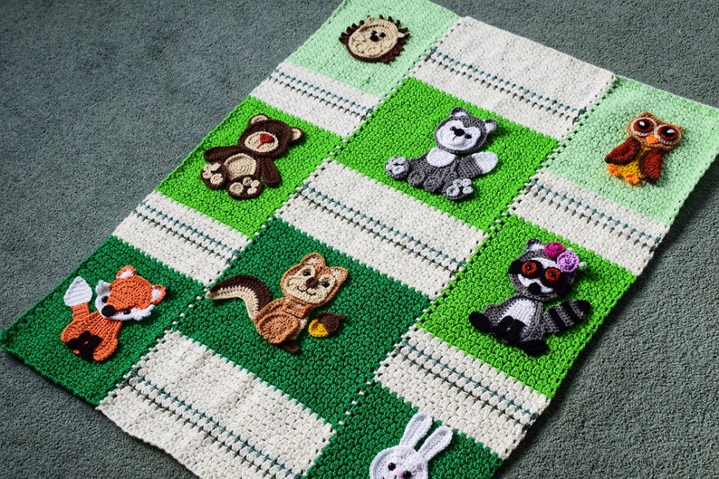 Crochet pattern Crochet Woodland blanket Crochet woodland animals Crochet baby blanket pattern INSTANT DOWNLOAD image 4