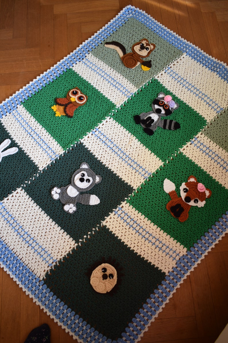 Crochet pattern Crochet Woodland blanket Crochet woodland animals Crochet baby blanket pattern INSTANT DOWNLOAD image 3