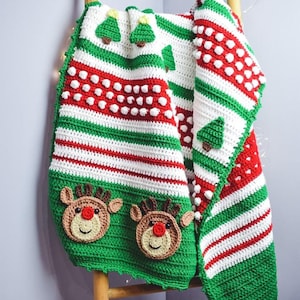 Crochet Christmas pattern- crochet Christmas blanket-Crochet reindeer balnket- Christmas throw