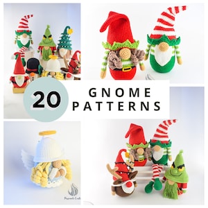 20 festive Gnome pattern bundle- Christmas gnomes- Halloween gnomes- Crochet holiday gnomes