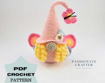 Crochet Butterfly gnome pattern- Crochet gnome pattern- Spring gnome pattern with butterfly