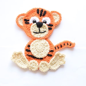 Crochet tiger applique, baby blanket decorative tiger applique, PDF pattern