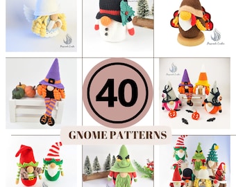 40 Gnome Pattern Bundle- Christmas Gnomes, Halloween gnomes, Easter gnomes, Summer and Flower gnomes