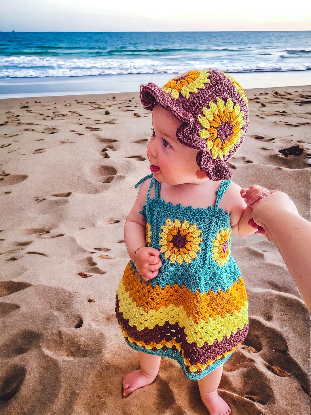 Crochet Baby Dress Pattern, Sunflower Baby Dress, Size 03, 36, 612