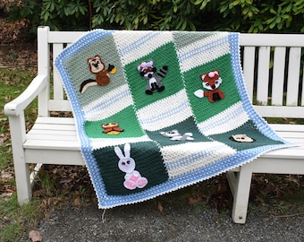 Crochet Pattern Crochet Woodland Blanket Crochet Woodland Animals Crochet Baby Blanket Pattern INSTANT DOWNLOAD Etsy