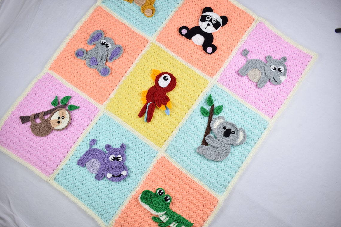 Crochet Pattern Jungle Animal Blanket Pattern Crochet Baby Etsy