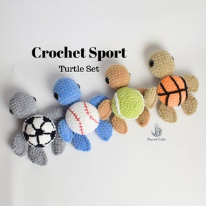 No Sew Crochet Pattern Set: Sport Turtle Pattern Set of 4