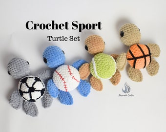 No Sew Crochet Pattern Set: Sport Turtle Pattern Set of 4