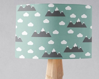Green lampshade, Green nursery decor, Green bedroom decor, Clouds nursery, Scandi nursery, Gender neutral nursery, Unisex nursery decor