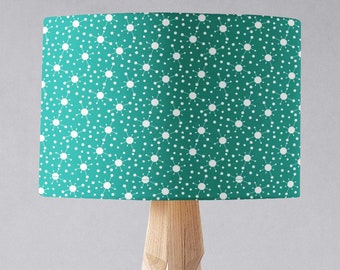 Pantalla geométrica turquesa para lámpara de mesa, de pie o de techo, con forma de tambor, de noche o de gran tamaño
