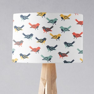 Birds lampshade, Birds home decor, Living room accessories, Bedside lampshade, 40cm drum lamp shade, 15cm lampshade, Birds nursery lamp