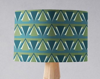 Green art deco lamp shade, Green living room decor, Geometric lamp shade