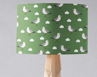 Seagull lampshade, Coastal lamp shades, Nautical decor, , Green nautical, Beach decor, Seaside gifts, Green lampshade, Seagull gifts