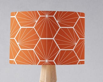 Orange Geometric Lamp Shade, table lamp, floor lamp, ceiling light, Drum lampshade, Geometric lampshade, Floor lampshade, Burnt orange lamp