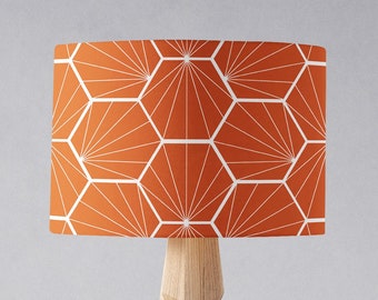 Oranje lampenkap voor tafellamp, vloerlamp of plafondlamp, Hexagon lampenkap, Geometrische lampenkap, Vloerlampenkap, Verbrande oranje lamp