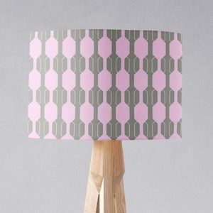 Grey and Pink Lampshade, Grey Lamp shade, Pink floor lampshade, Pink Geometric Light Shade, Pink home decor, Geometric Lampshade