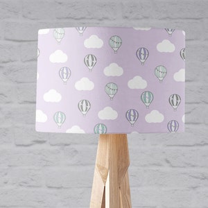 Lilac lampshade, Hot air balloon and clouds, Lilac nursery decor, Girls lamp, Girls bedroom, Clouds nursery decor, Hot air balloon nursery