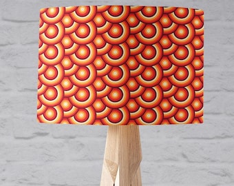 Retro oranje trommel lampenkap | Geometrische lampenkap uit het midden van de jaren 70