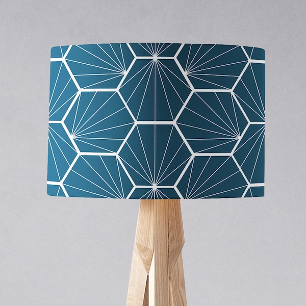 Peacock Blue Lampshade, Blue home decor, Geometric Hexagon lamp shade, Blue Floor lampshade, Blue Bedside lamps, Pendant light shade