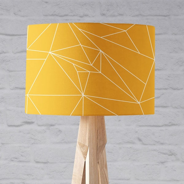 Yellow lampshade, Yellow light shade, Mustard yellow, Mustard home decor, Geometric lampshade, Yellow geometric, Yellow lamp, Floor lamp