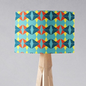 Geometric Turquoise Lampshade for Floor Lamp, Table Lamp or Ceiling Light Shade, Statement Large Drum Lamp Shade or Small Bedside Shades