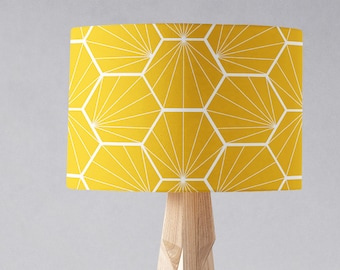 Yellow Lampshade, Lemon Yellow Geometric Table lamp shade or Floor lampshade, Hexagon ceiling light shade, Geometric Home Decor