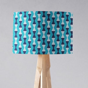Blue Retro Lampshade, Mid century modern, Aqua home decor, Geometric lampshade, Floor lampshade, Ceiling light shade, Designer home decor