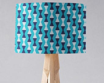 Blue Retro Lampshade, Mid century modern, Aqua home decor, Geometric lampshade, Floor lampshade, Ceiling light shade, Designer home decor
