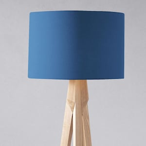 Handmade Plain Blue Lampshade – Contemporary Fabric Lamp Shade for Table or Ceiling Lights - Drum Lampshade - Pendant Light Shade