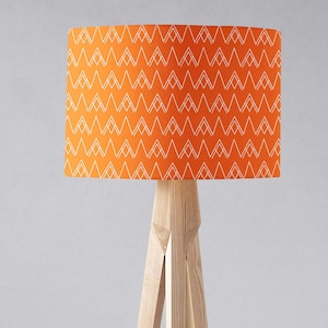 Modern Orange Lampshade with Geometric Pattern – Bold Drum Shade for Floor or Table Lamp, Mid Century Lighting Decor, Ceiling Light Shade