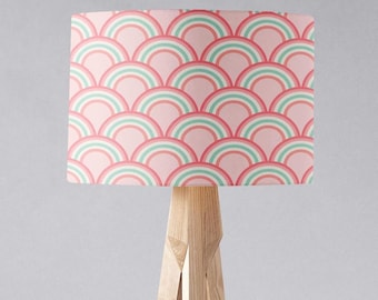 Pink Rainbow Lampshade – Girls Bedroom Decor, Nursery Light Shade, Modern Pastel Lampshade
