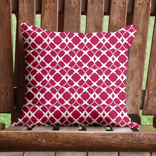 Pink Geometric Outdoor Cushions, 45cm Magenta Colour Pop Decorative Patio Pillows