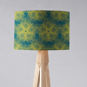 Teal and Yellow Lampshade, Mustard lamp shade, Teal Light Shade, Drum Lampshades, Abstract lampshade, Mustard lampshade, Yellow light shade