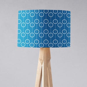 Mid Century Modern Blue Lampshade – Retro Circle Pattern Drum Shade for Floor Lamp or Table Lamp – Geometric Home Decor - Retro Lampshade