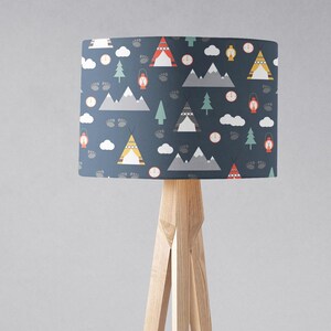 Navy nursery decor, Blue nursery, Nursery lampshade, Camping nursery, Nature lampshade, Outdoors theme, Boys bedroom, Boys nursery decor