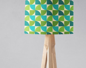 Handmade Green Retro Lampshade, 70s Style Light Shade