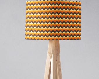 Brown and Orange Retro Chevrons Lampshade, 1970s decor, Brown lampshade, Orange lamp shade, Handmade light shade, Ceiling lampshade