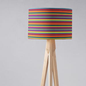 Rainbow lampshade, Bright home decor, Striped lamp, Rainbow decor, Bright lamp shade, Nursery decor, Living room, Statement lamp, Drum light