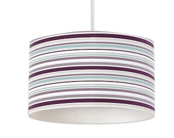 Abat-jour rayé violet pour lampe de table, abat-jour de plafond ou lampadaire, abat-jour violet de 20 cm, 30 cm ou 40 cm