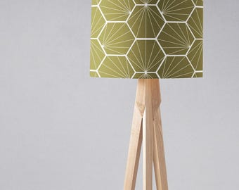 Olive Green Geometric Lampshade for Table Lamp, Ceiling Light Shade or Floor Lamp, 20cm, 30cm or 40cm Retro Light Shade